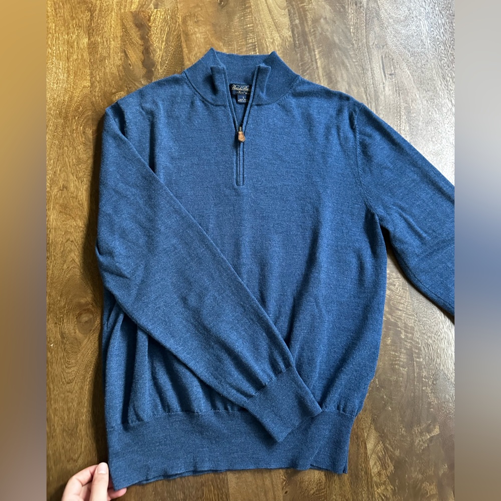 Brooks Brothers 100% wool dark blue sweater with zipper